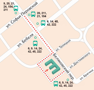 Карта проезда в медицинский центр на автобусе